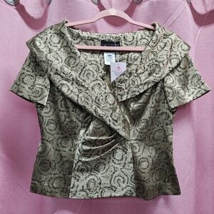 Alex Vintage Gold Tone Faux Wrap Top Sz. M